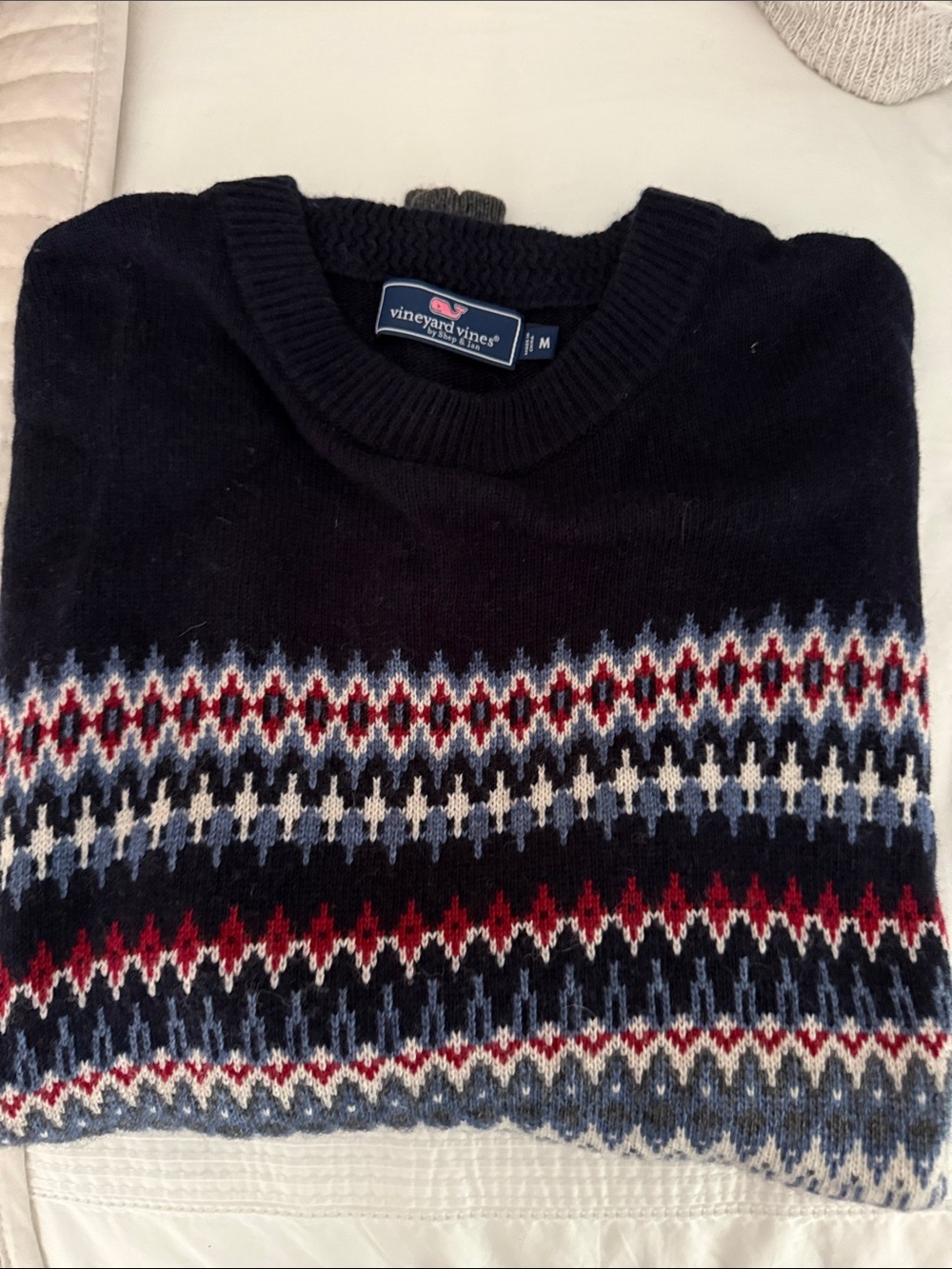 Vineyard Vines Men’s Navy Fair Isle Crewneck Sweater